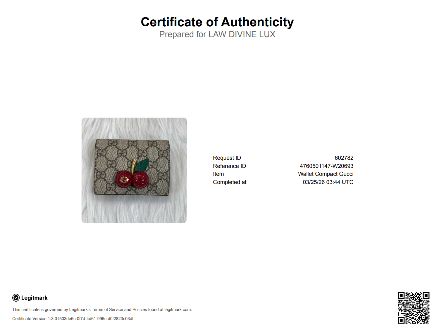Cherries Wallet GG Coated Canvas W20693