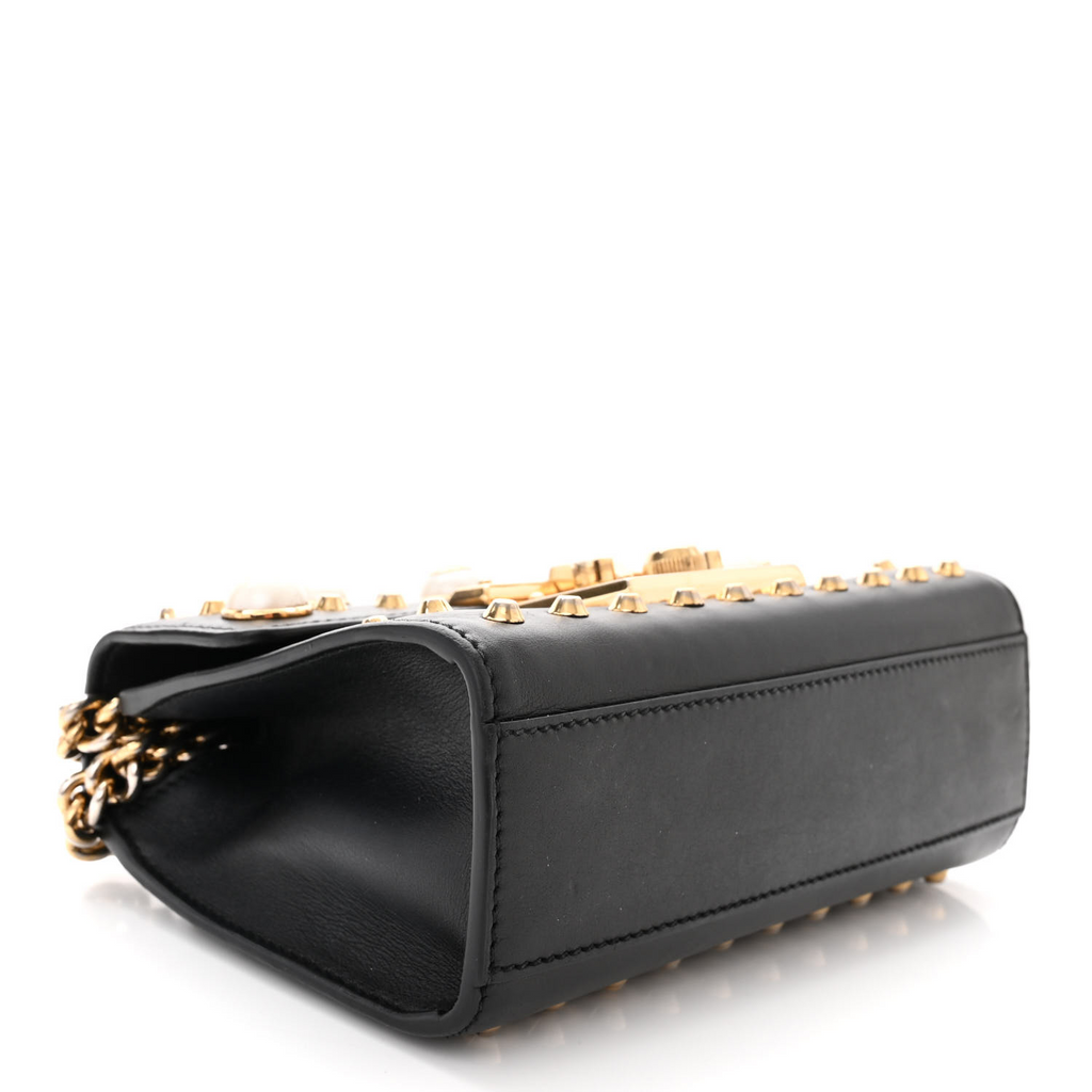 Pearly Padlock Shoulder Bag Studded Leather Small Twins