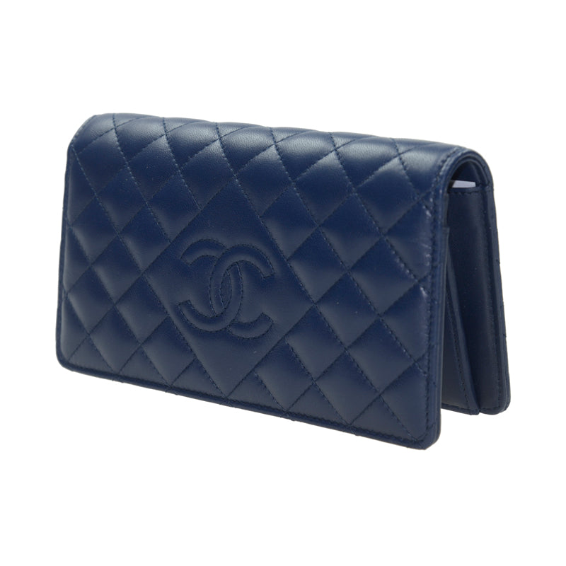 CC Flap Wallet Lambksin Leather Long Twins