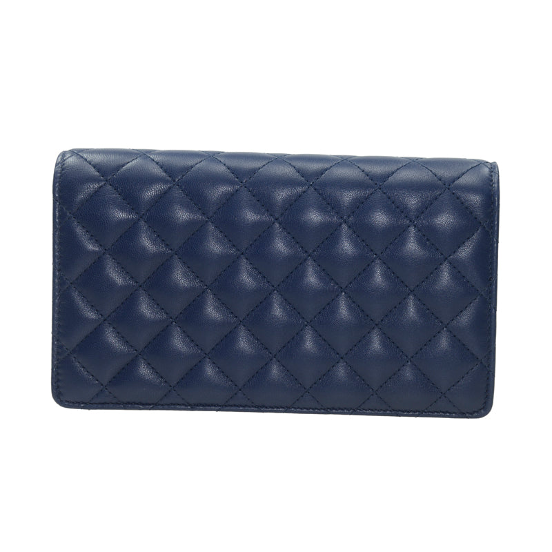 CC Flap Wallet Lambksin Leather Long Twins