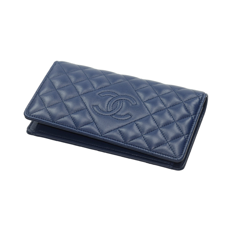 CC Flap Wallet Lambksin Leather Long Twins