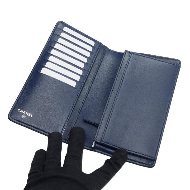 CC Flap Wallet Lambksin Leather Long Twins
