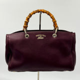 Calfskin Small Bamboo Shopper Tote Burgundy