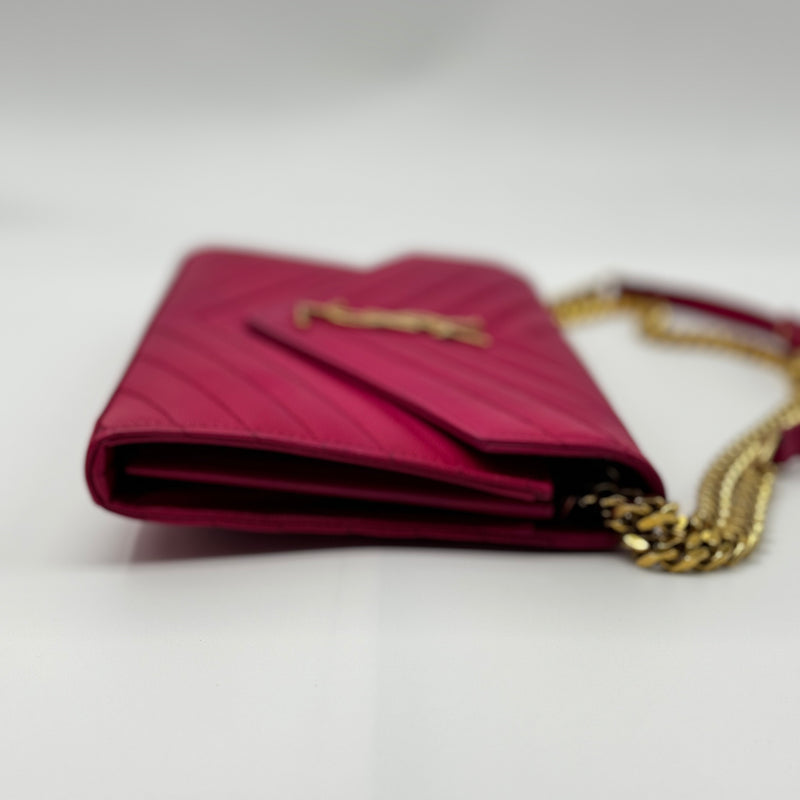 Classic Monogram Wallet on Chain Matelasse Chevron Leather Medium