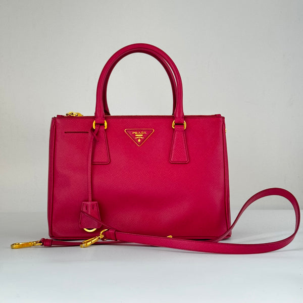 Prada Pink Saffiano Lux lined Zip Galleria Handbag