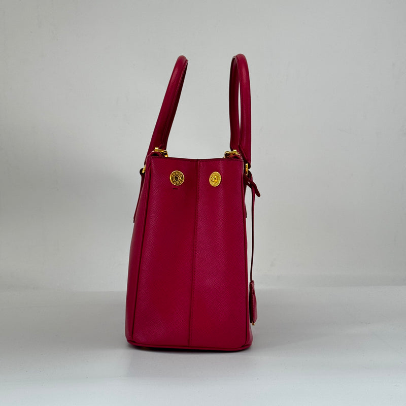 Prada Pink Saffiano Lux lined Zip Galleria Handbag