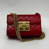 Guccissima Small Padlock Shoulder Bag Hibiscus Red