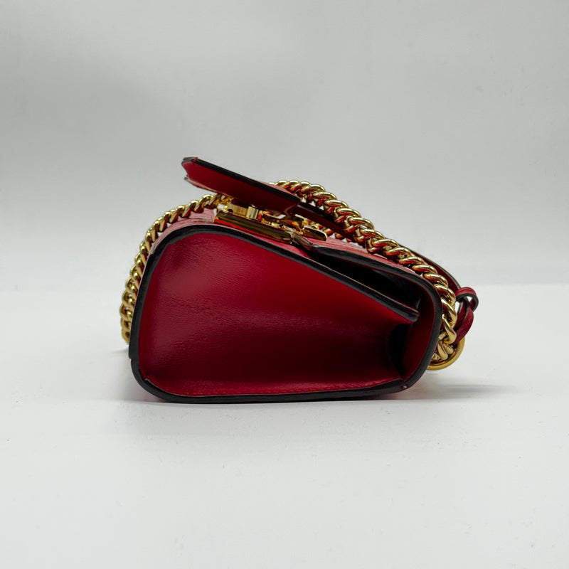 Guccissima Small Padlock Shoulder Bag Hibiscus Red