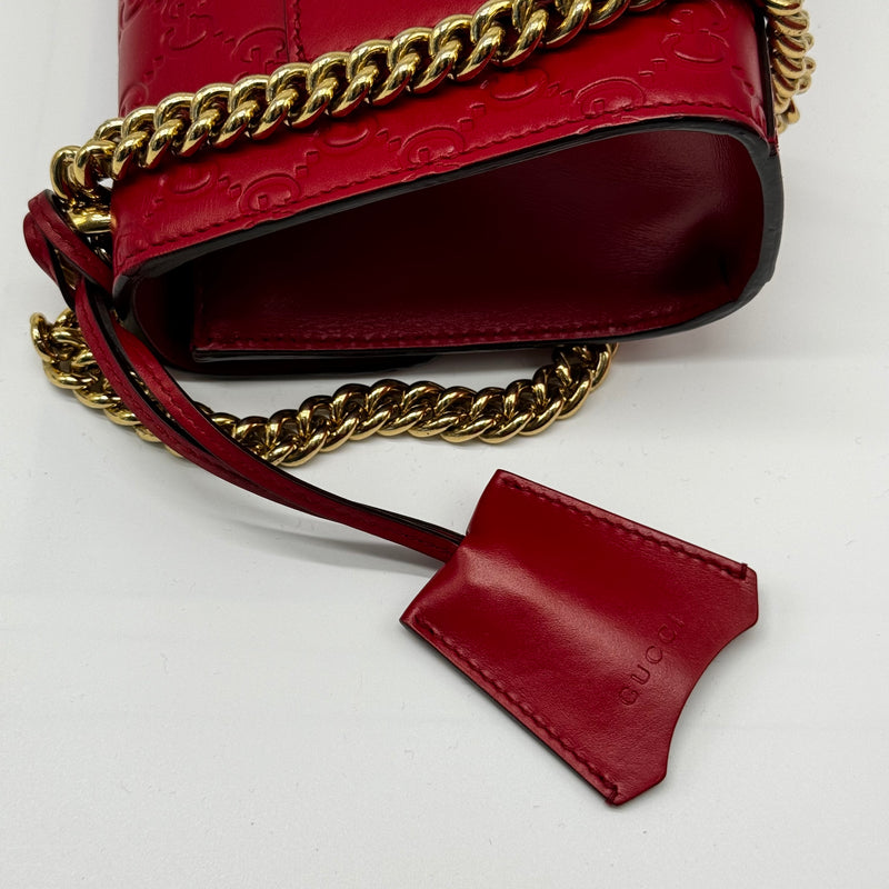 Guccissima Small Padlock Shoulder Bag Hibiscus Red