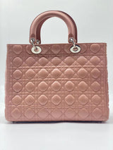 Christian Dior Lady Dior Bag Cannage Quilt Patent Large Pink