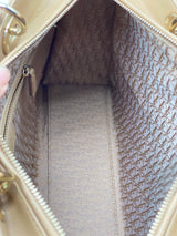 Christian Dior Lady Dior Bag Cannage Quilt Patent Large Beige