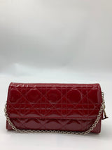 Dior Red Cannage Patent Leather Lady Dior Flap Wallet