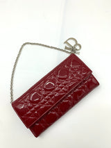 Dior Red Cannage Patent Leather Lady Dior Flap Wallet