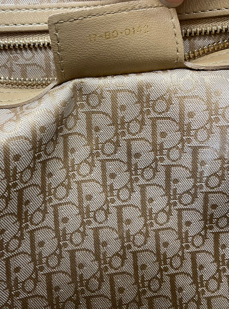 Christian Dior Lady Dior Bag Cannage Quilt Patent Large Beige