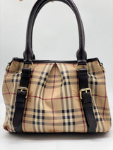 Burberry Brown Haymarket Check Canvas Satchel Multiple colors Beige