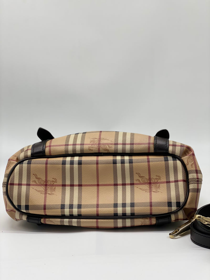 Burberry Brown Haymarket Check Canvas Satchel Multiple colors Beige