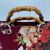 Gucci Bamboo Shopper Tote Blooms Print Leather Mini