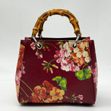 Gucci Bamboo Shopper Tote Blooms Print Leather Mini