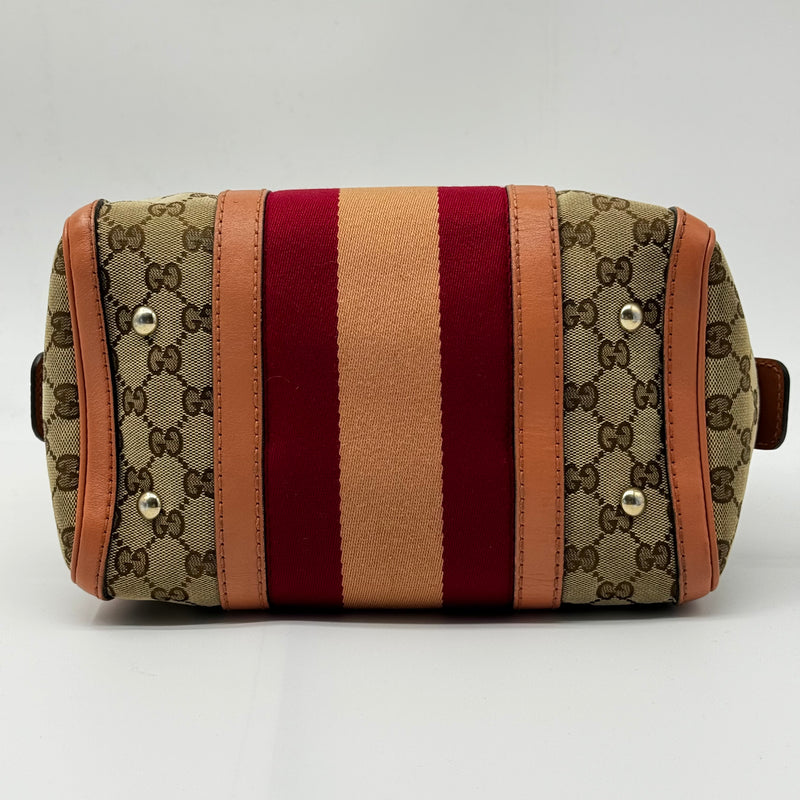 Gucci Vintage Web Boston Bag GG Canvas Small