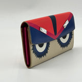 Vitello Elite Crystal Eye Monster Zip Around Wallet Bellini Multicolor