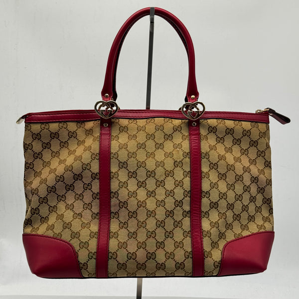 Gucci Lovely Heart Interlocking G Tote GG Canvas