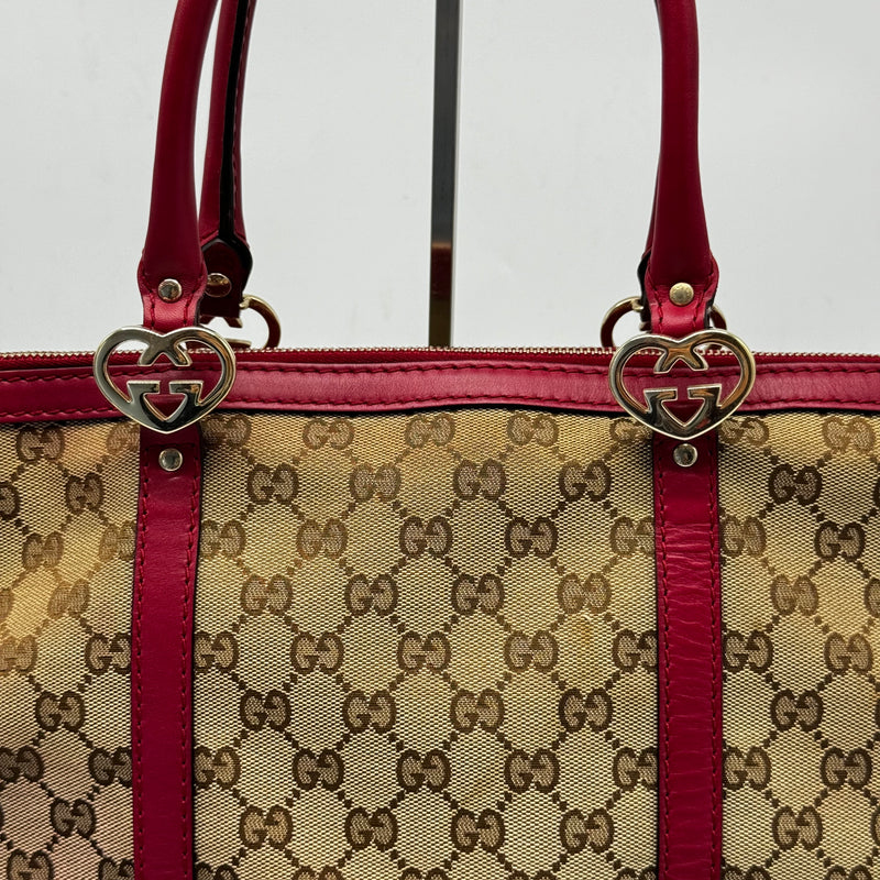 Gucci Lovely Heart Interlocking G Tote GG Canvas