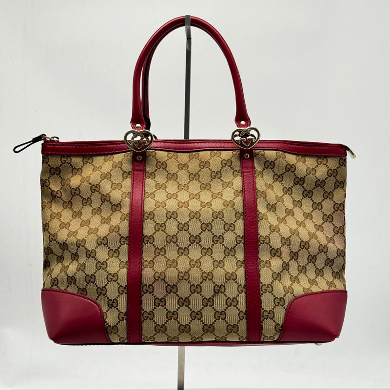 Gucci Lovely Heart Interlocking G Tote GG Canvas