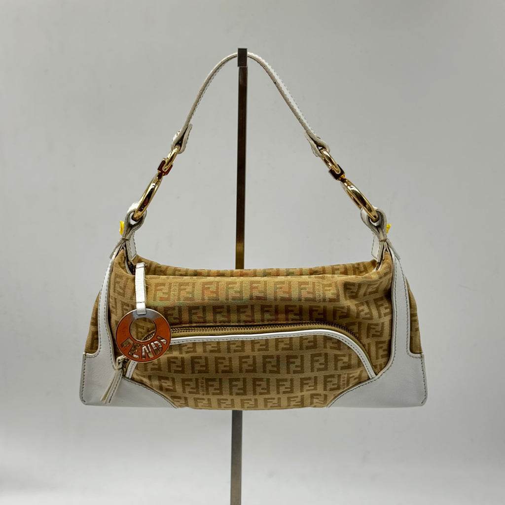 FENDI Zucchino Leather-trimmed Shoulder Bag
