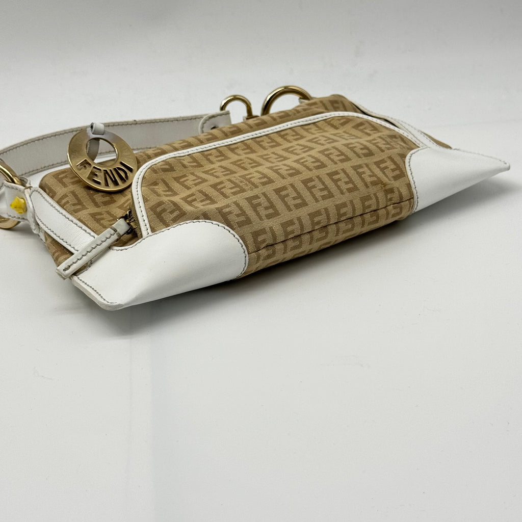 FENDI Zucchino Leather-trimmed Shoulder Bag