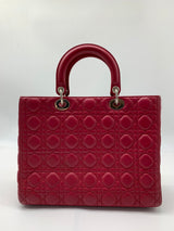 Christian Dior Lady Dior Bag Cannage Quilt Patent Large Red