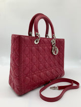 Christian Dior Lady Dior Bag Cannage Quilt Patent Large Red