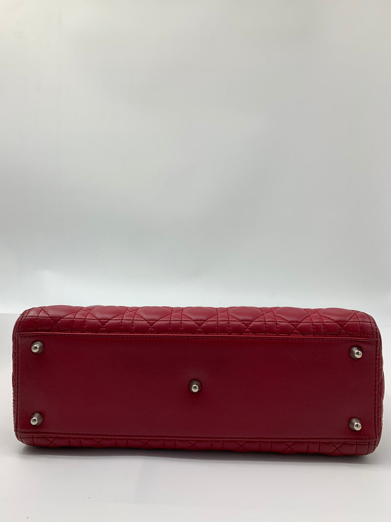 Christian Dior Lady Dior Bag Cannage Quilt Patent Large Red