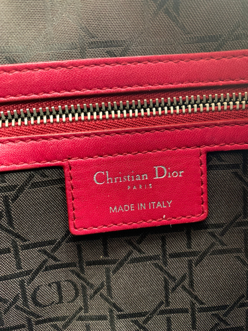 Christian Dior Lady Dior Bag Cannage Quilt Patent Large Red