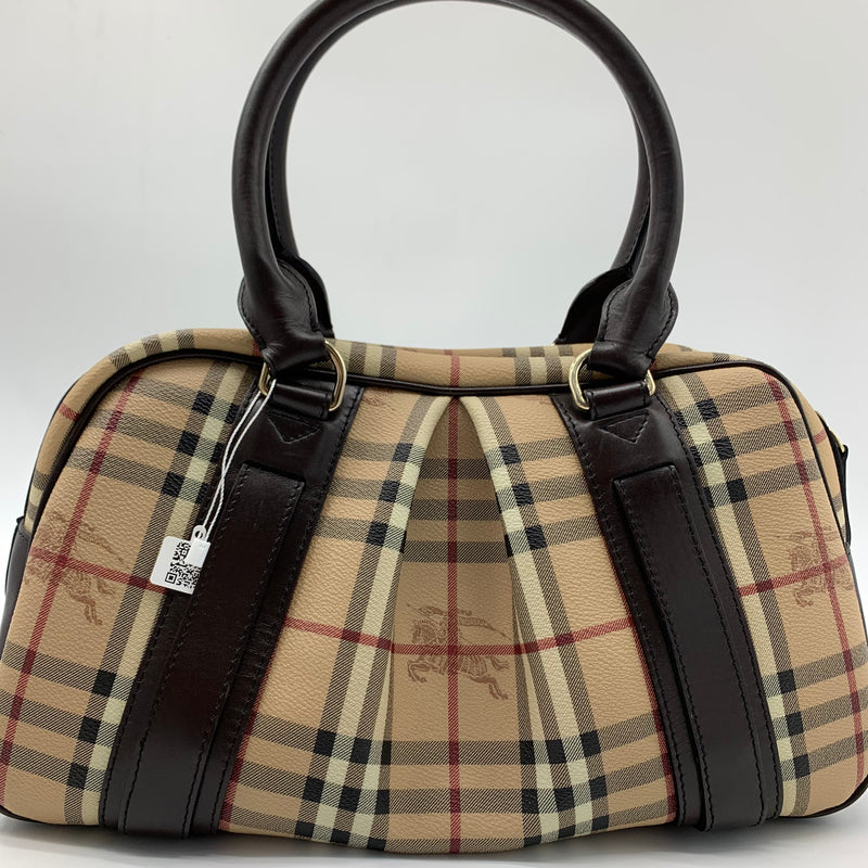 Burberry Plaid Coated Check Handle Bag