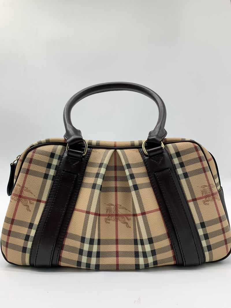 Burberry Plaid Coated Check Handle Bag