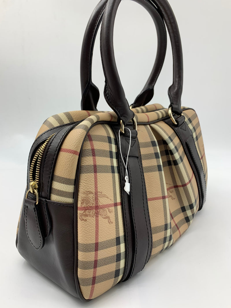 Burberry Plaid Coated Check Handle Bag