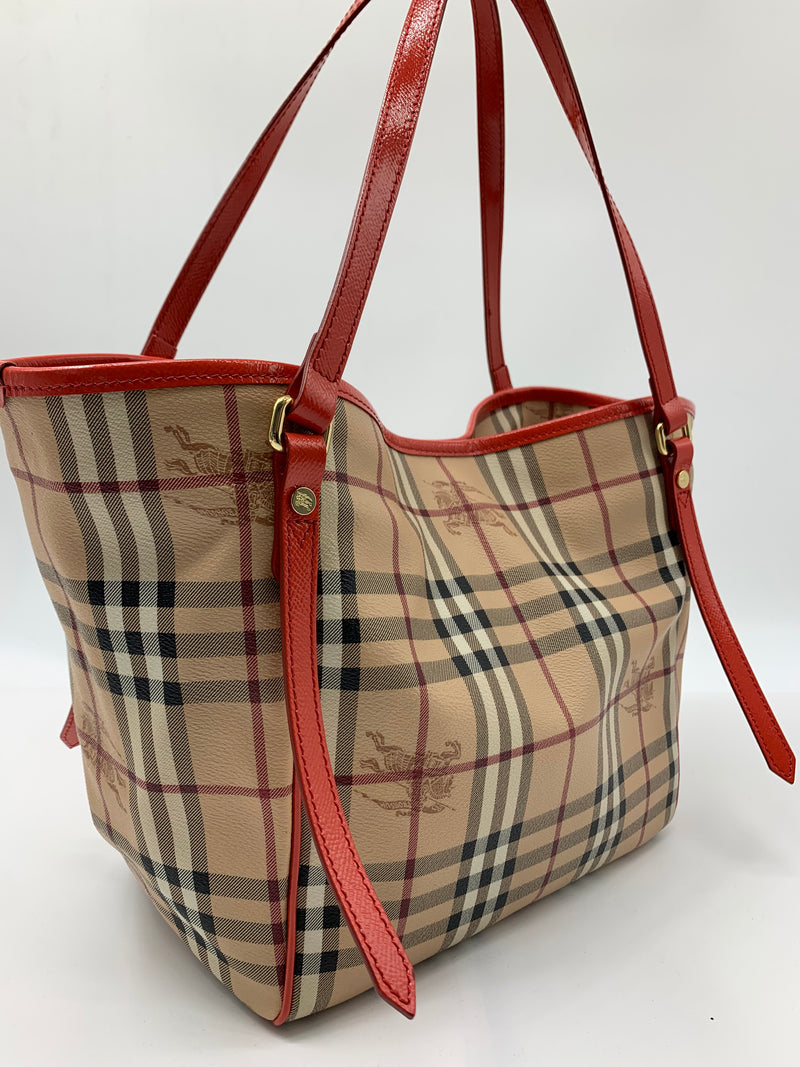 BURBERRY Horseferry Check Small Canterbury Tote Antique Rose