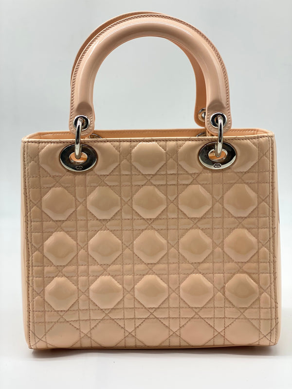 Lady Dior Bag Cannage Quilt Patent Medium