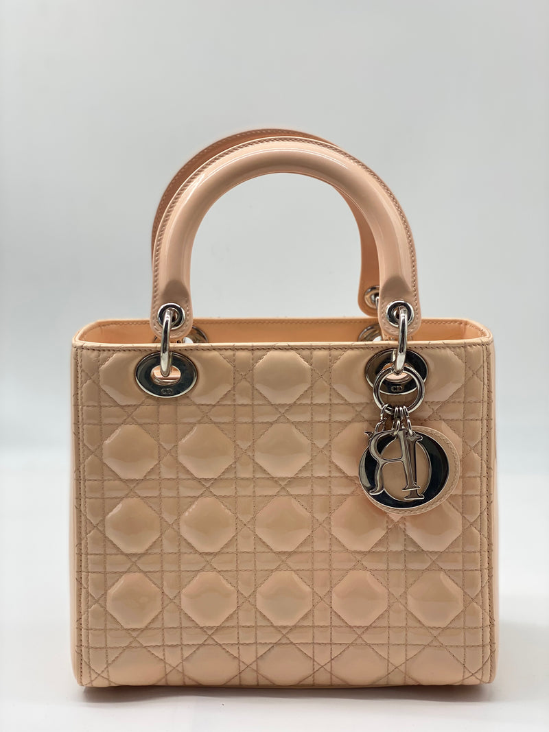 Lady Dior Bag Cannage Quilt Patent Medium