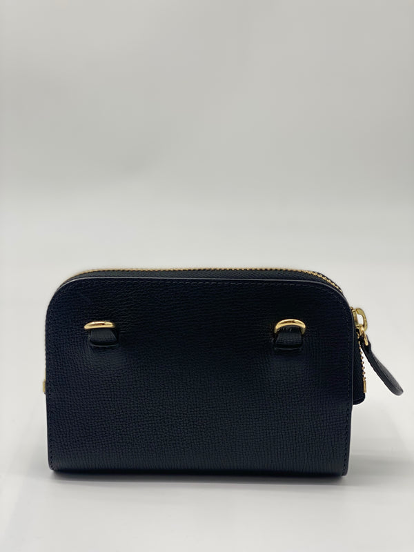 Grain Calfskin Small Crossbody Bag Black