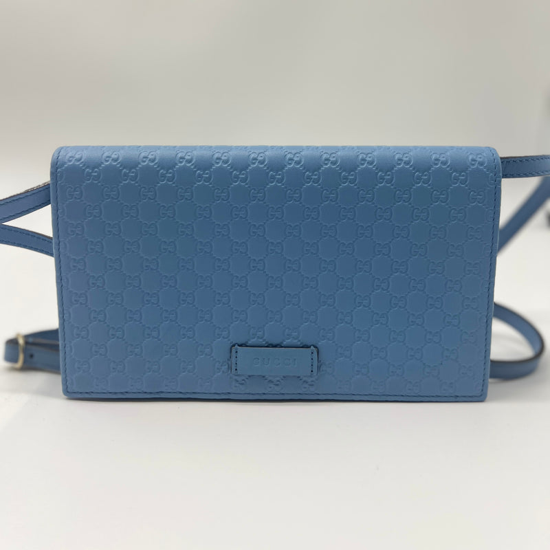 GUCCI Microguccissima Crossbody Wallet Mineral Blue