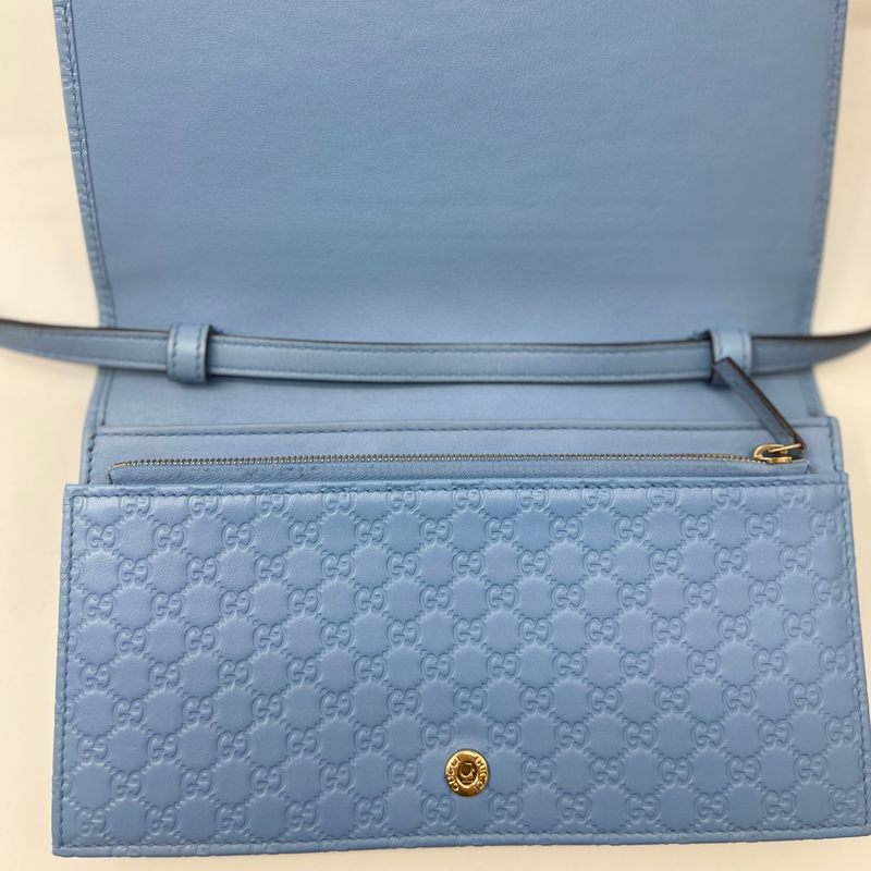 GUCCI Microguccissima Crossbody Wallet Mineral Blue