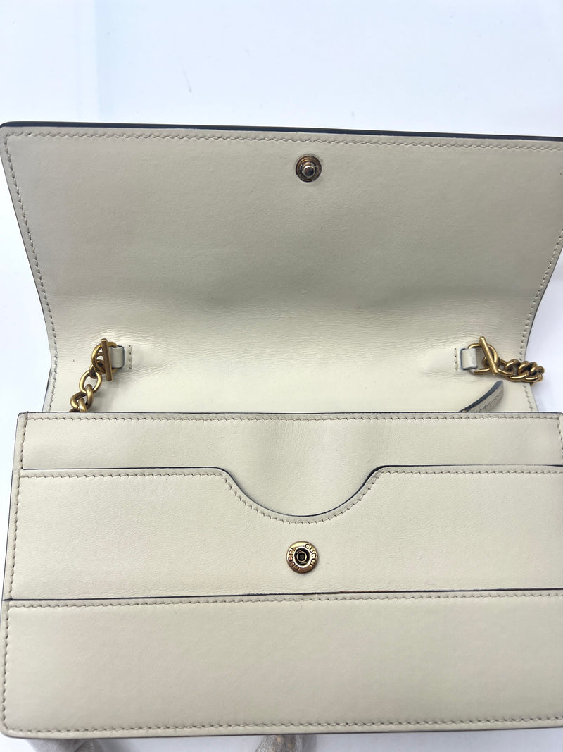 White Queen Margaret Leather Bee Wallet On Chain Bag