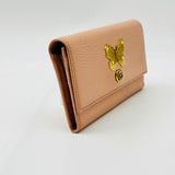 Gucci Calfskin Butterfly Farfalla Zip Around Wallet Perfect Pink