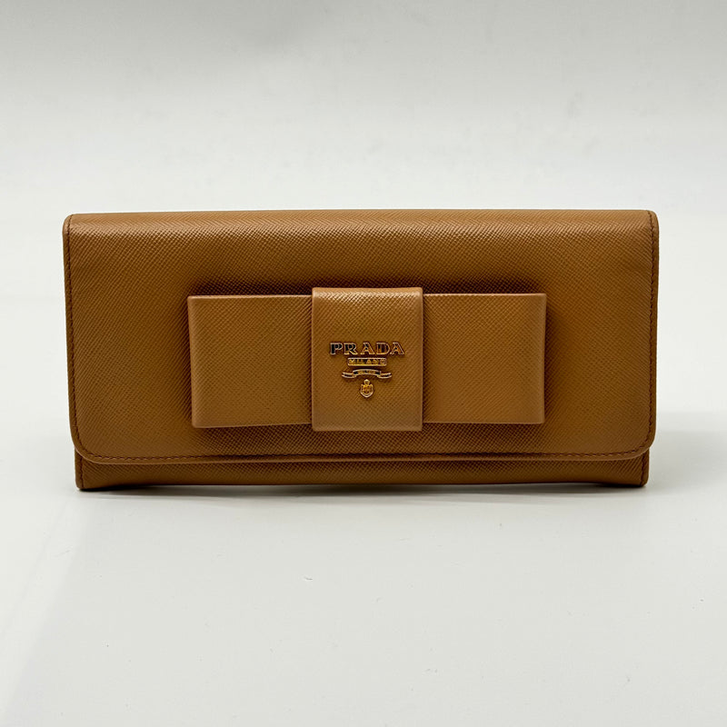 Prada Bow Flap Wallet Saffiano Leather Long