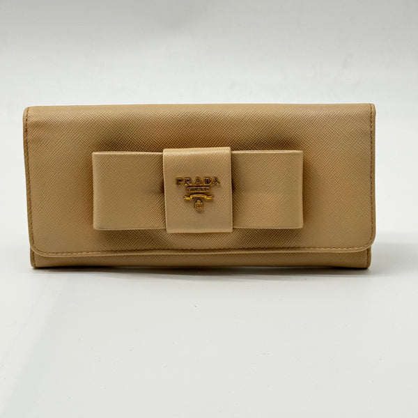 Prada Bow Flap Wallet Saffiano Leather Long