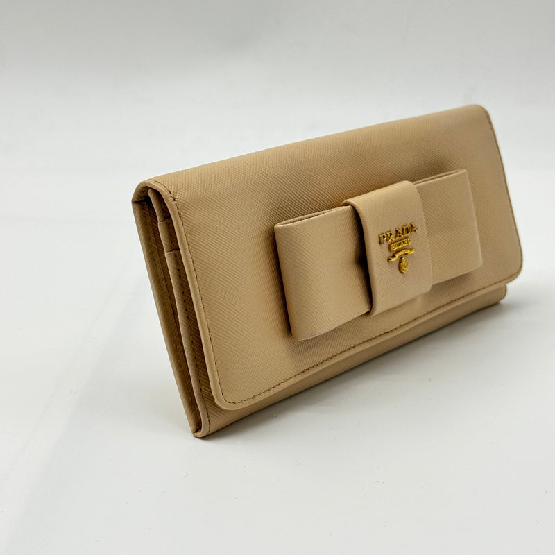 Prada Bow Flap Wallet Saffiano Leather Long