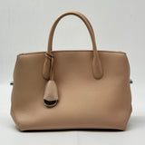 Tan Pebbled Leather Large Bar Tote Bag