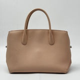 Tan Pebbled Leather Large Bar Tote Bag