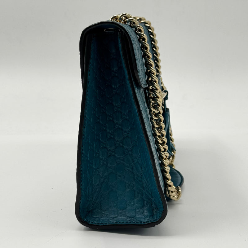 Gucci Teal Microguccissima Leather Medium Emily Chain Shoulder Bag